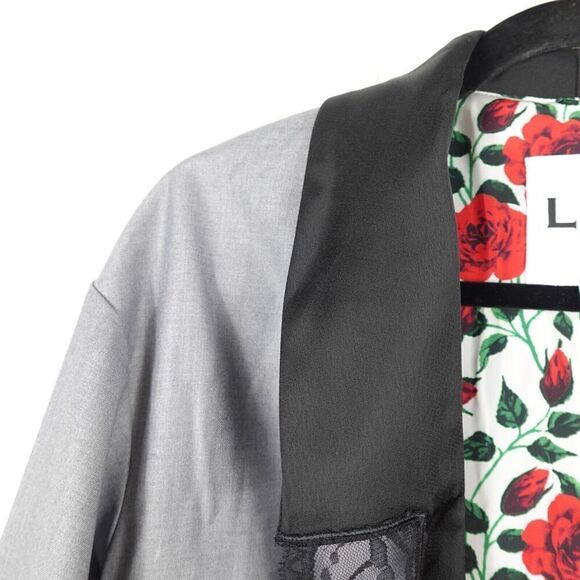 Lin Womens Blazer Gray w/Lace Trim X-Small (150/76A) - Picture 3 of 13